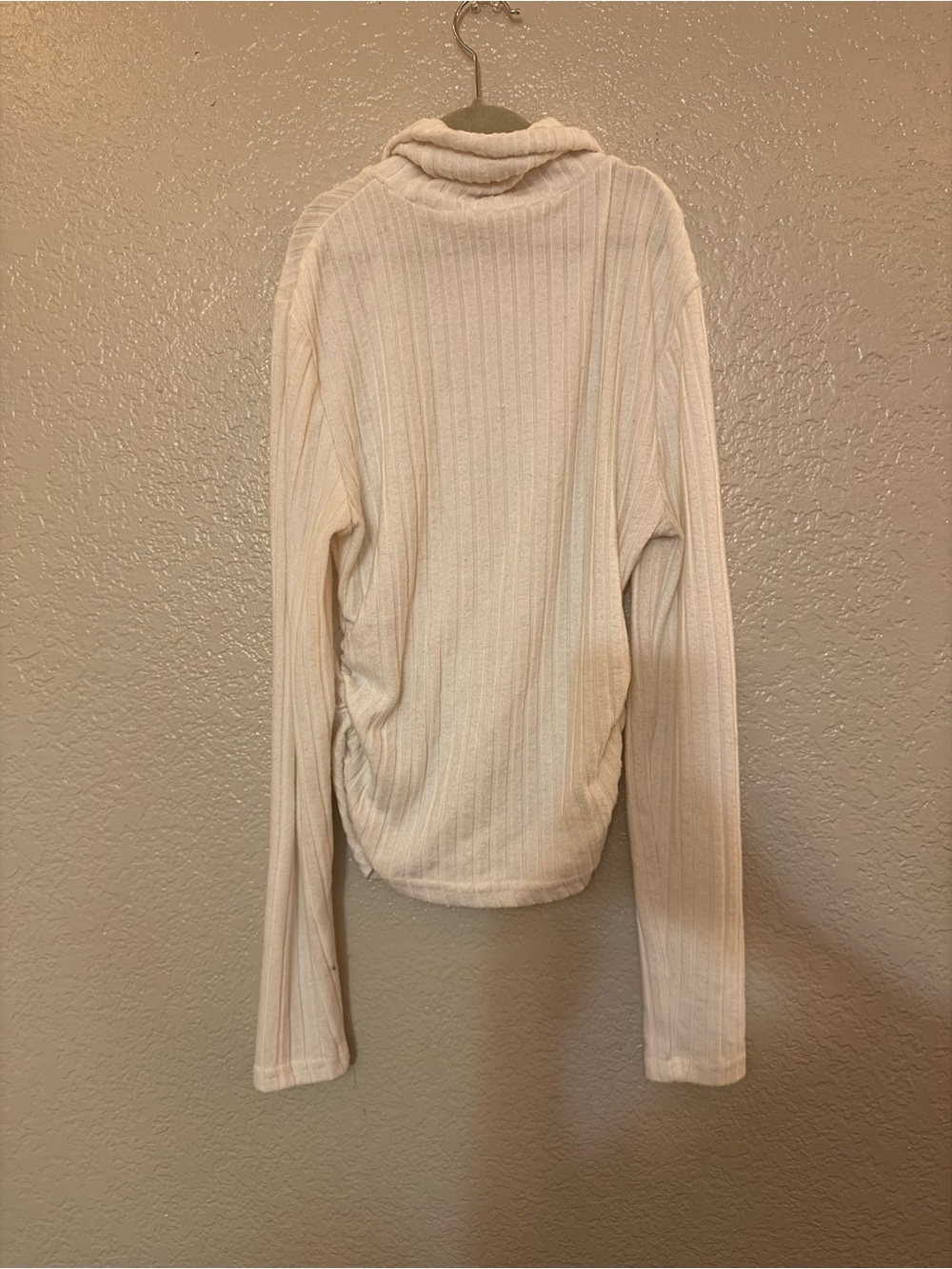 SHEIN Cream Ribbed Turtleneck Long-Sleeve Top